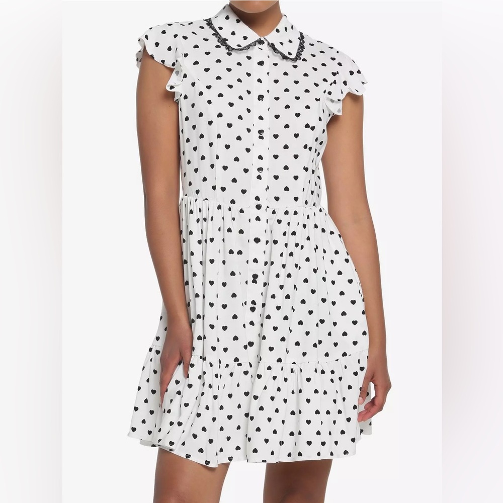Rare Collared Black Heart Polkadot Dress